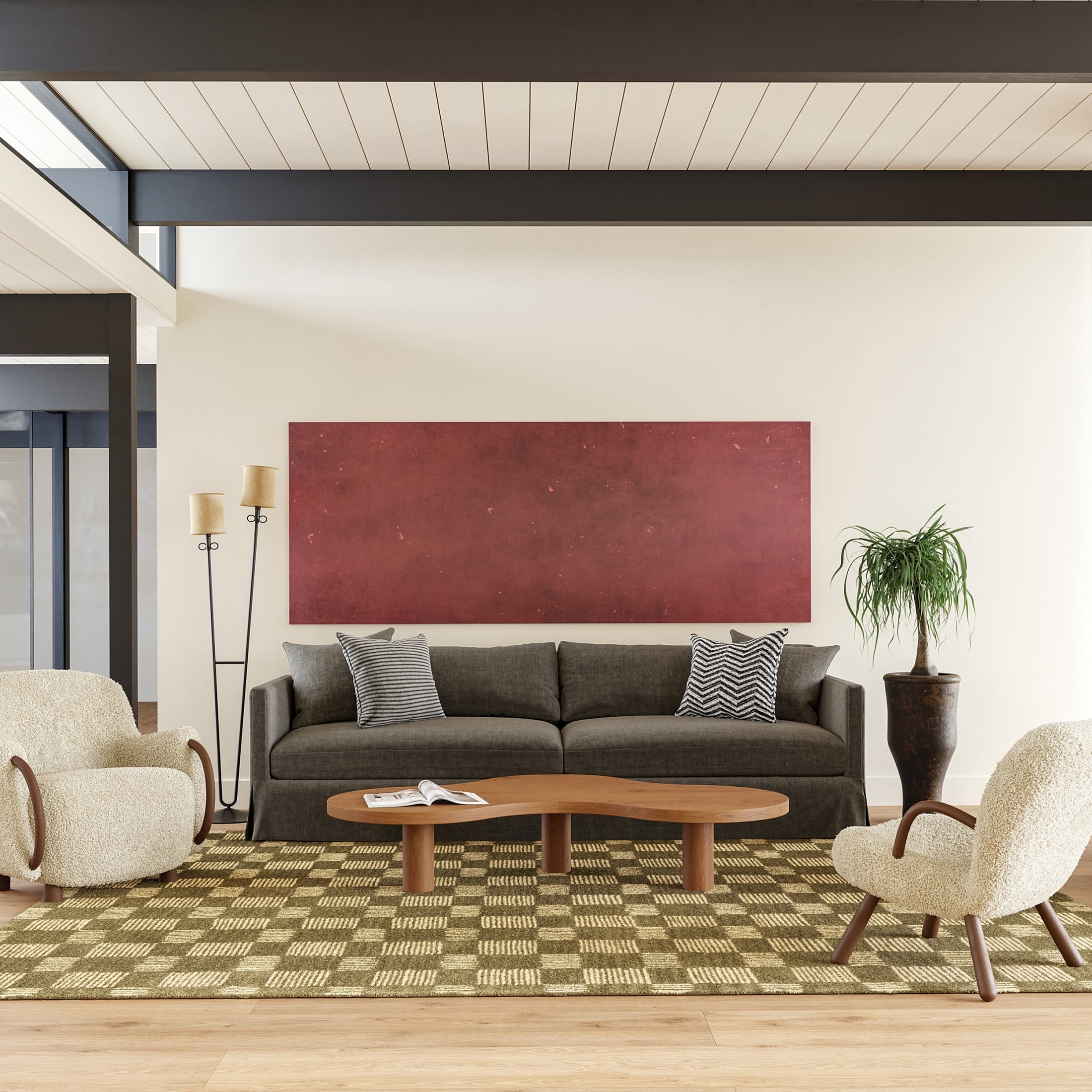 Rugs USA Quince Checkered Wool Area Rug - Thumbnail 5