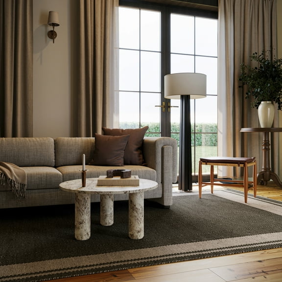 Rugs USA x Nate Berkus Canon Bordered Wool Cozy Area Rug, 6' x 9', Canon Charcoal