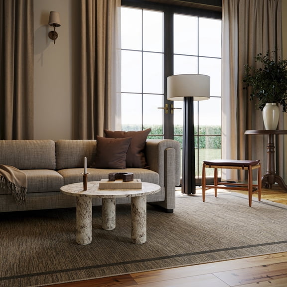 Rugs USA x Nate Berkus Hanover Modern Bordered Washable Area Rug, 6' x 9', Hanover Brown