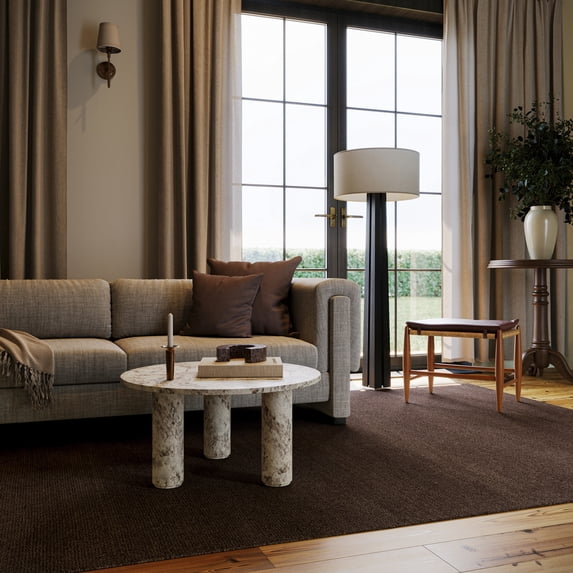Rugs USA x Nate Berkus Hollis Solid Wool Cozy Area Rug, 7' 6" x 9' 6", Hollis Dark Brown