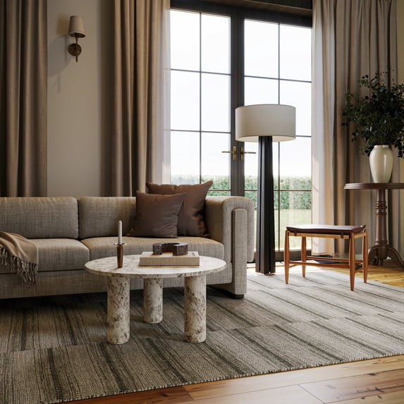 Rugs USA x Nate Berkus Mateo Striped Wool Cozy Area Rug, 6' x 9', Mateo Olive
