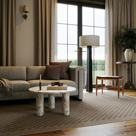 Rugs USA x Nate Berkus Watts Modern Checkered Washable Area Rug, 2' x 3', Watts Brown