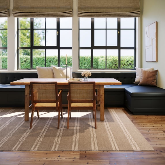 Rugs USA x Nate Berkus York Striped Wool Cozy Area Rug, 3' x 5', York Brown
