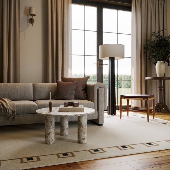 Rugs USA x Nate Berkus Yves Bordered Wool Cozy Area Rug, 3' x 5', Yves Ivory
