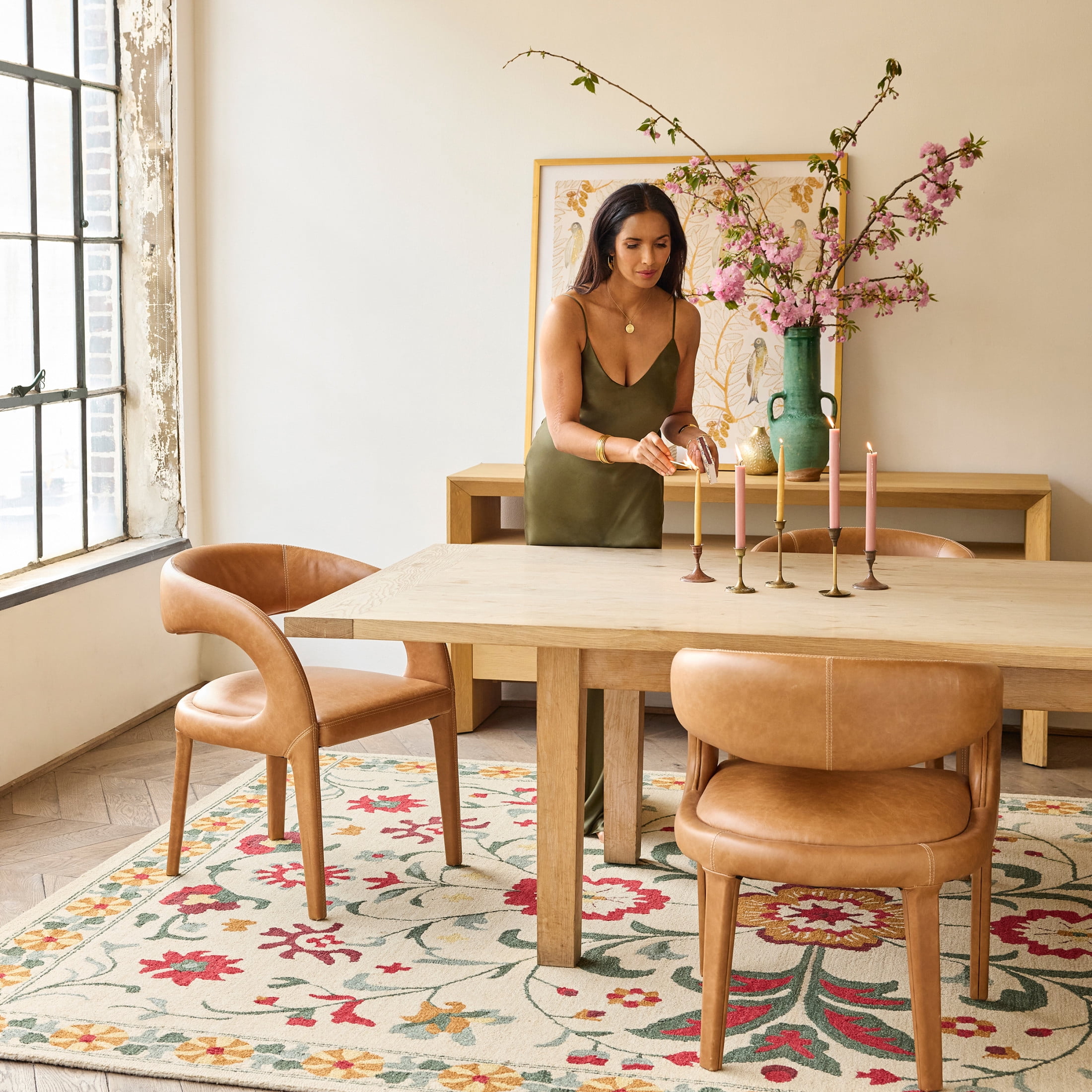 Rugs USA x Padma Lakshmi Shangrila Folk Floral Wool Rug, 6' x 9 ...