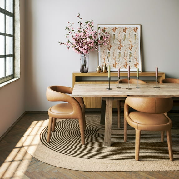 Rugs USA x Padma Lakshmi Stillpoint Radiating Pattern Jute and Cotton Rug, 5' x 8', Oval, Mysore Dark Brown