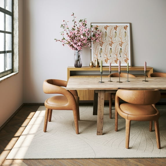 Rugs USA x Padma Lakshmi Stillpoint Radiating Pattern Wool Rug, 6' x 9', Stillpoint Ivory