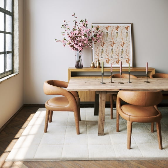 Padma Lakshmi x Rugs USA Tessera Grid Plush Cloud Washable Rug, 8' x 10', Tessera Off-white