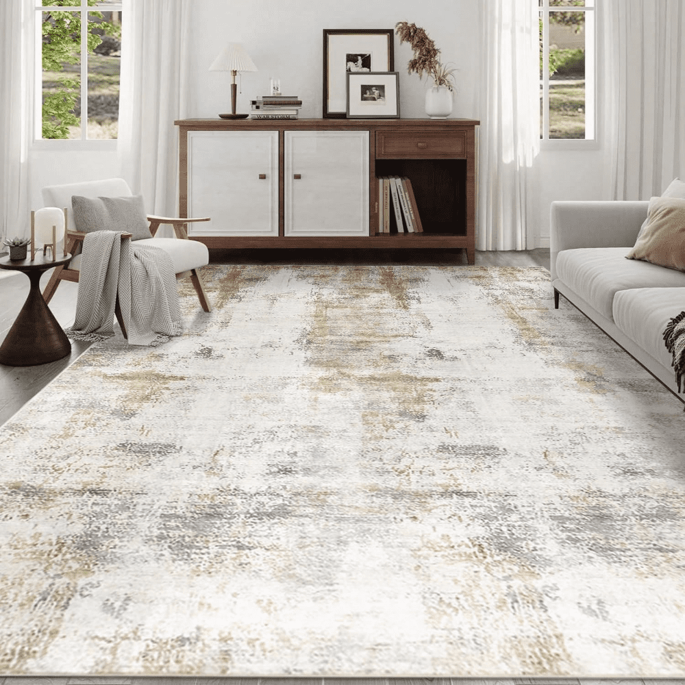 Rugs Washable Rugs For Living Room Low Pile Neutral Area Rug Modern ...