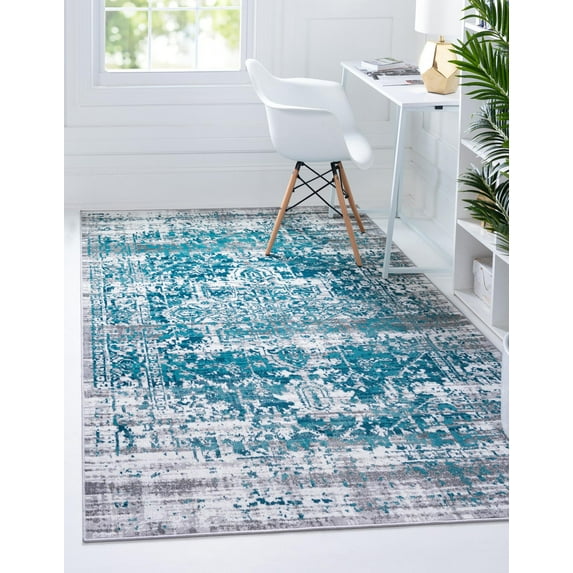 Rugs.com Aarhus Collection Rug – 10' x 13' Blue Low Rug Perfect For Living Rooms, Large Dining Rooms, Open Floorplans
