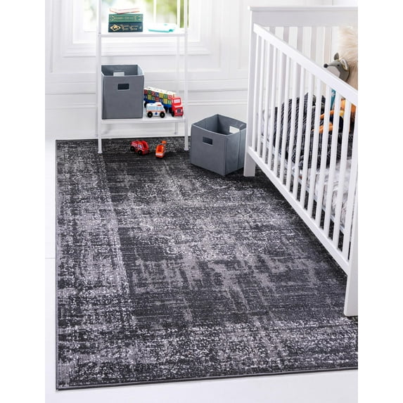 Rugs.com Aarhus Collection Rug – 10' x 13' Dark Gray Low Rug Perfect For Living Rooms, Large Dining Rooms, Open Floorplans