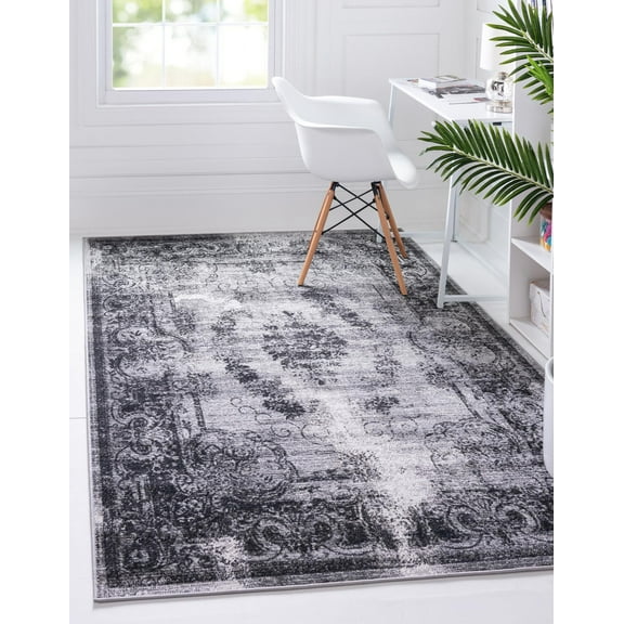 Rugs.com Aarhus Collection Rug – 3' x 5' Gray Low Rug Perfect For Entryways, Kitchens, Breakfast Nooks, Accent Pieces