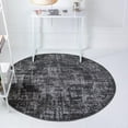 thumbnail image 1 of Rugs Aarhus Collection Area Rug Dark Gray Floral Pattern, 5 Ft Round, Low Pile, Kid and Pet Friendly, 1 of 1