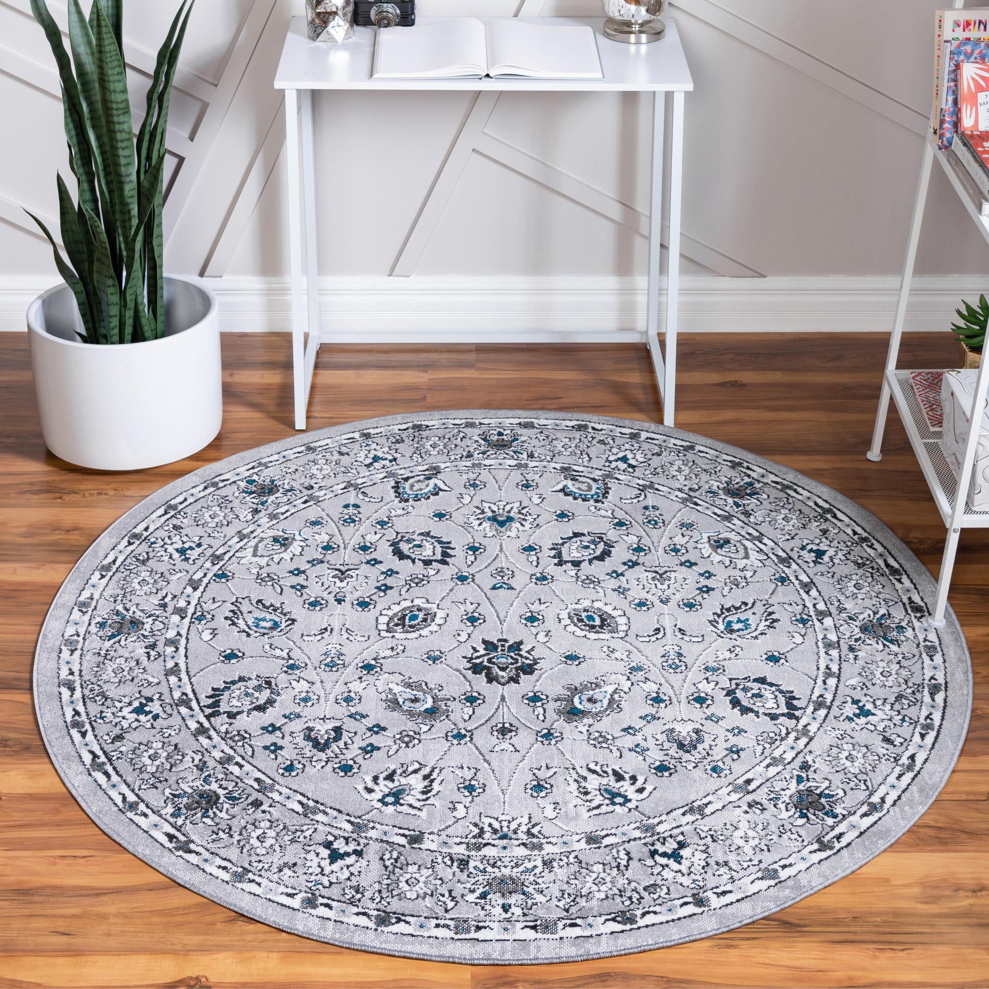 Grainger Round Rug Rugs.com Aarhus Collection Rug – 5 Ft Round Gray Low Rug Perfect For ...