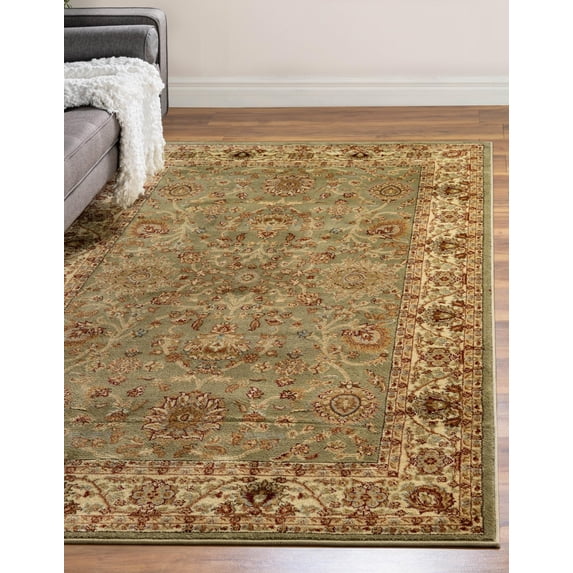 Rugs.com Aditi Collection Rug – 10' 6 x 16' 5 Light Green Low Rug Perfect For Living Rooms, Large Dining Rooms, Open Floorplans