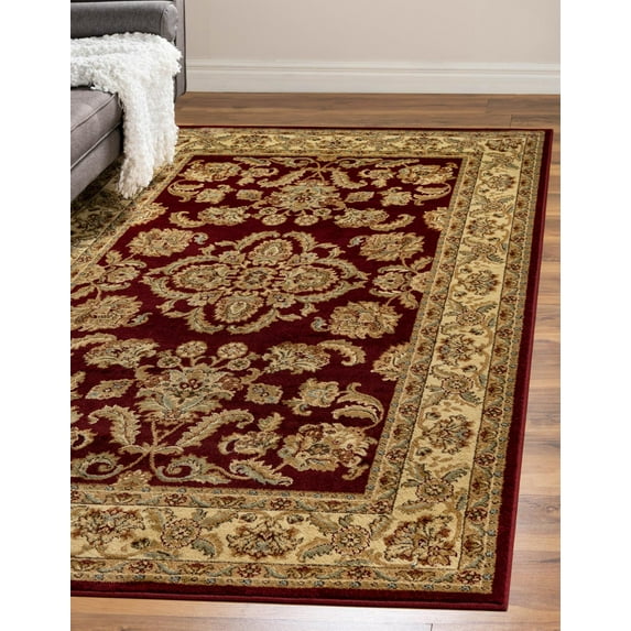 Rugs.com Aditi Collection Rug – 10' 6 x 16' 5 Red Low Rug Perfect For Living Rooms, Large Dining Rooms, Open Floorplans
