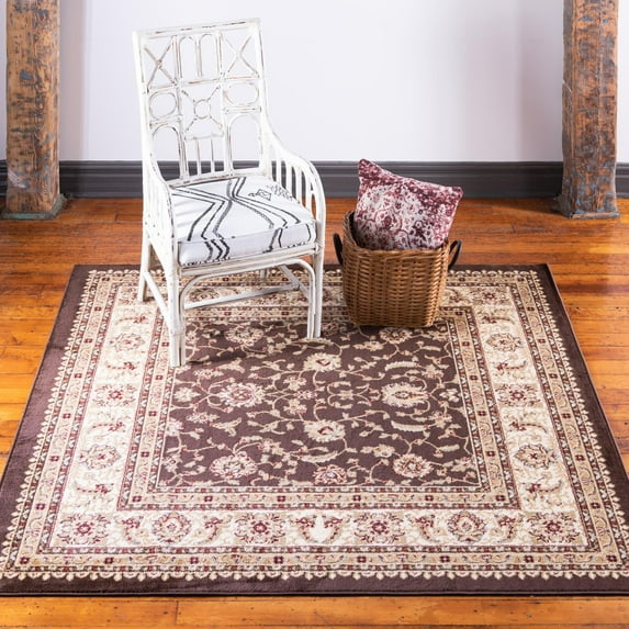 Rugs.com Aditi Collection Rug – 10 Ft Square Brown Low Rug Perfect For Living Rooms, Kitchens, Entryways