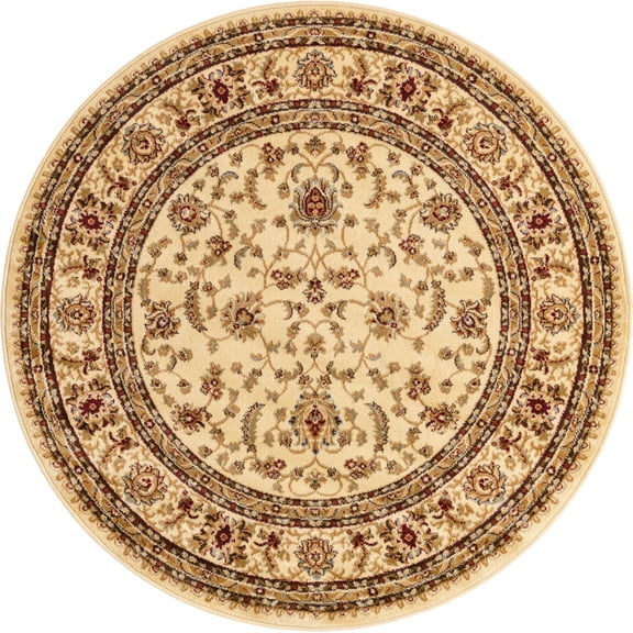 Rugs.com Aditi Collection Rug – 3' 3 Round Cream Low Rug Perfect For Kitchens, Dining Rooms