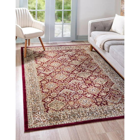 Rugs.com Aditi Collection Rug – 3' 3 x 5' 3 Red And Brown Low Rug Perfect For Living Rooms, Large Dining Rooms, Open Floorplans
