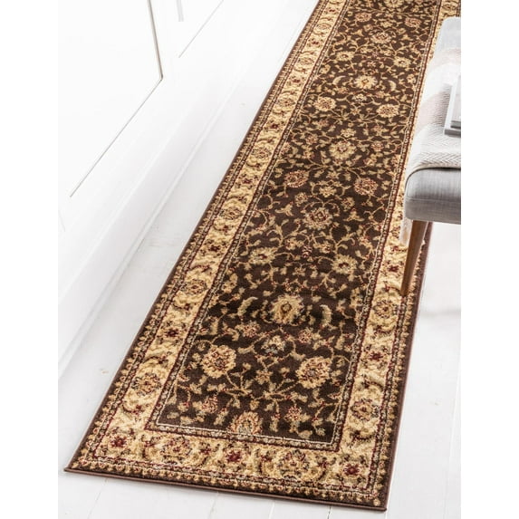 Rugs.com Aditi Collection Rug – 3' x 19' 8 Runner Brown Low Rug Perfect For Living Rooms, Large Dining Rooms, Open Floorplans