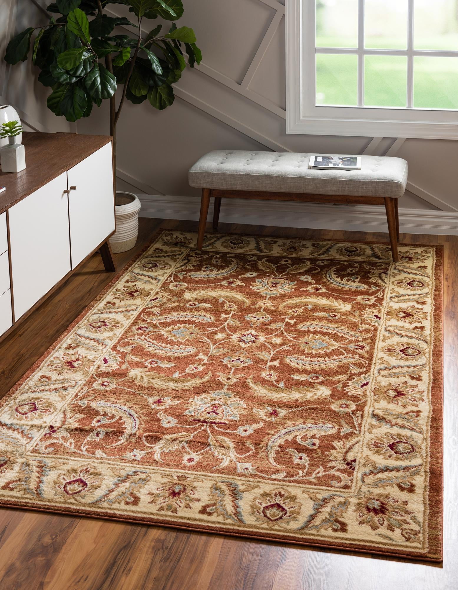 Rugs.com Aditi Collection Rug – 4' x 6' Brick Red Low Rug Perfect For ...
