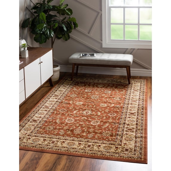 Rugs.com Aditi Collection Rug – 5' x 8' Brick Red Low Rug Perfect For Living Rooms, Large Dining Rooms, Open Floorplans