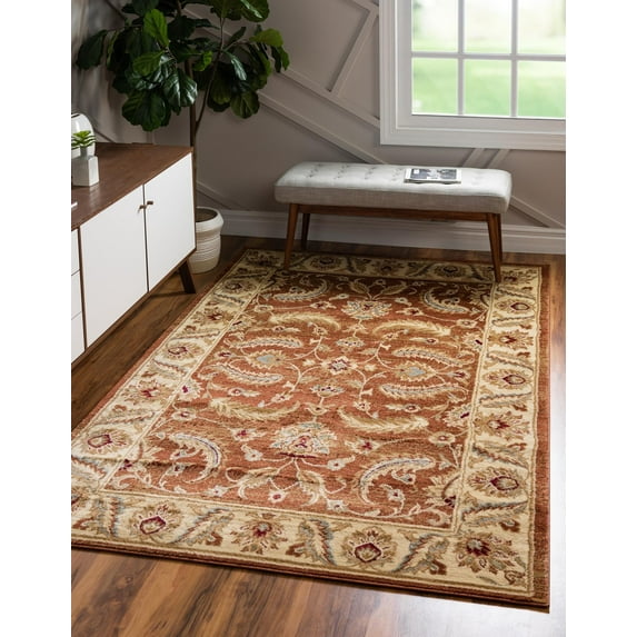 Rugs.com Aditi Collection Rug – 5' x 8' Brick Red Low Rug Perfect For Living Rooms, Large Dining Rooms, Open Floorplans