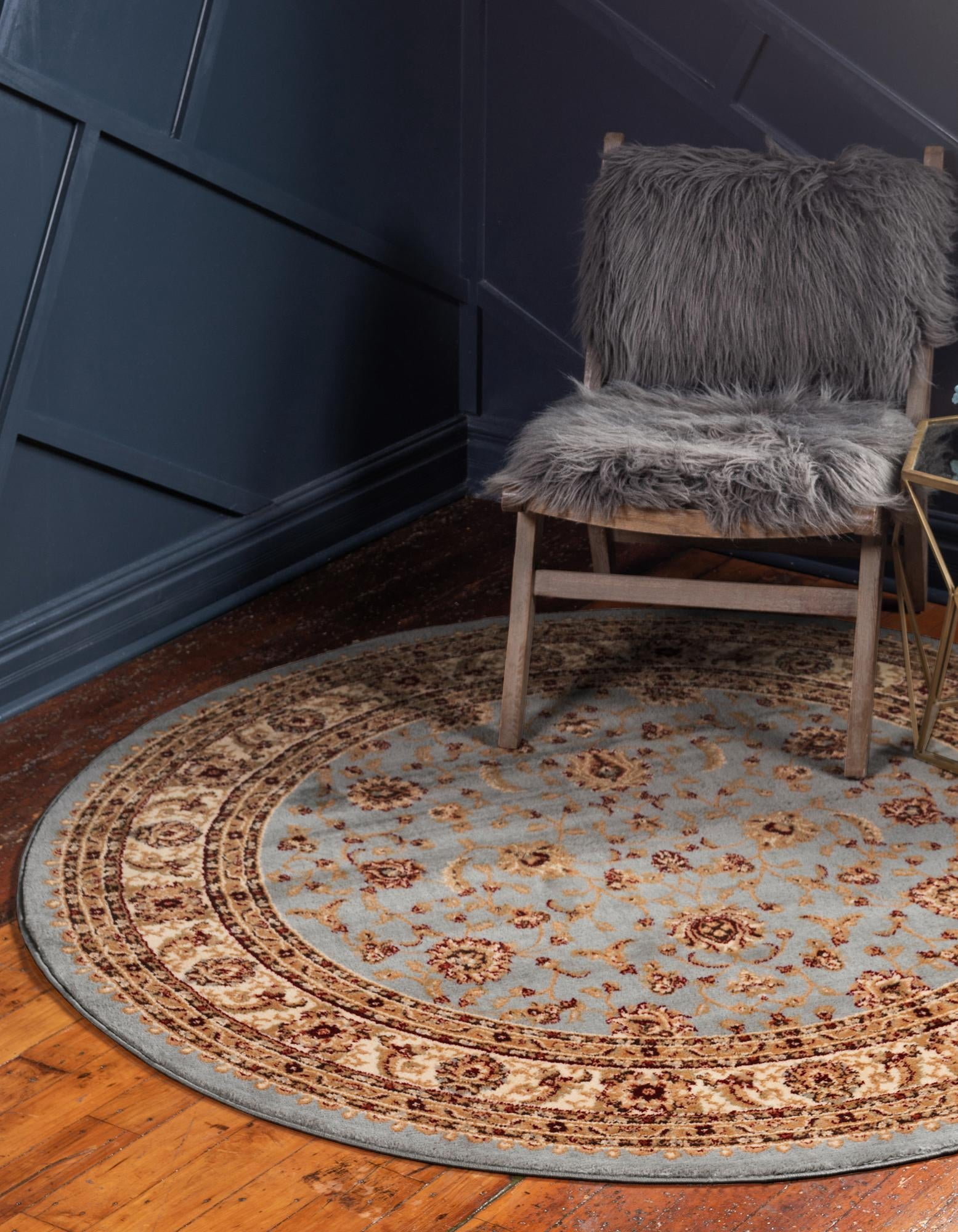 Rugs.com Aditi Collection Rug – 6' Round Light Blue Low Rug Perfect For ...
