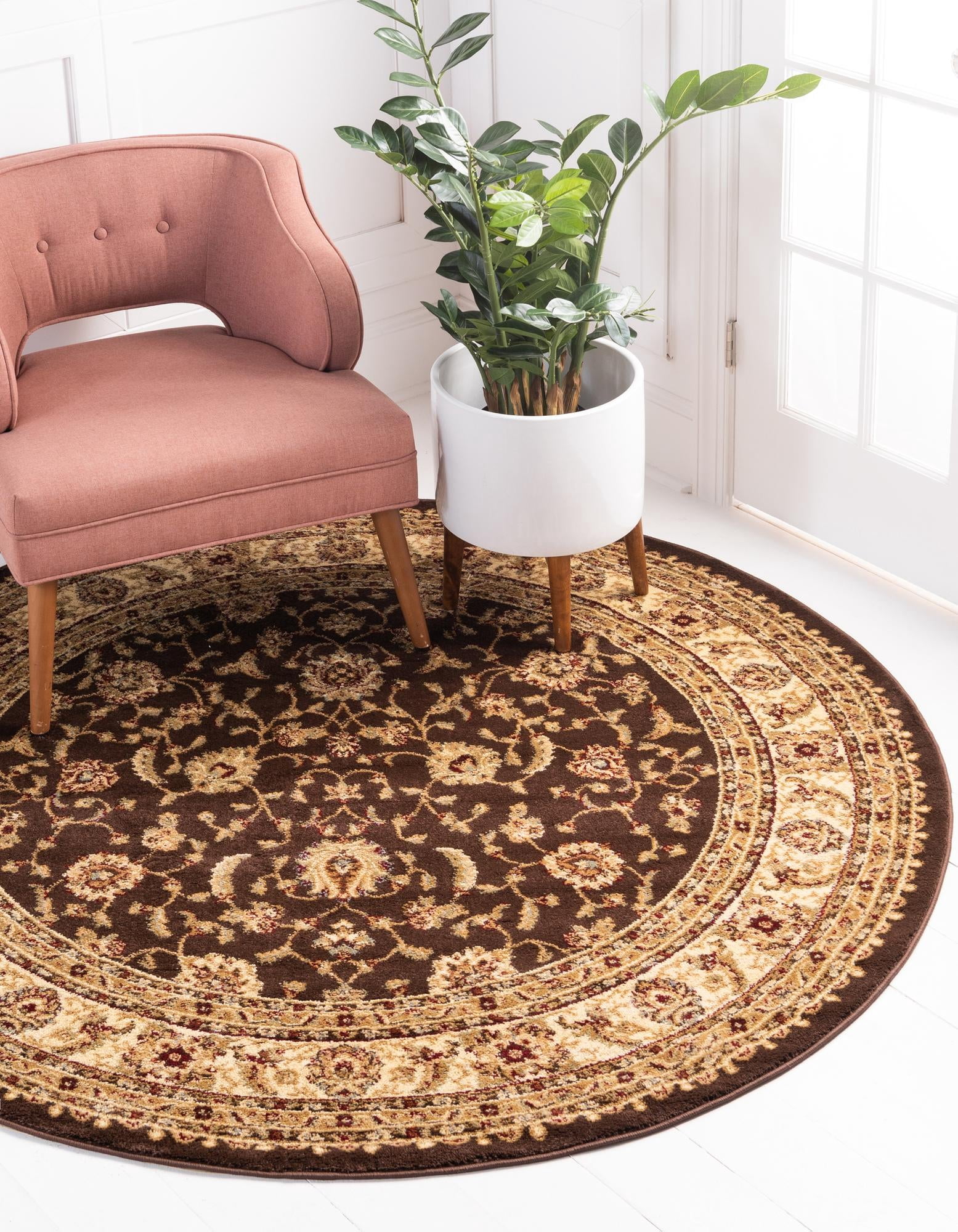 Rugs.com Aditi Collection Rug – 7' 10 Round Brown Low Rug Perfect For ...
