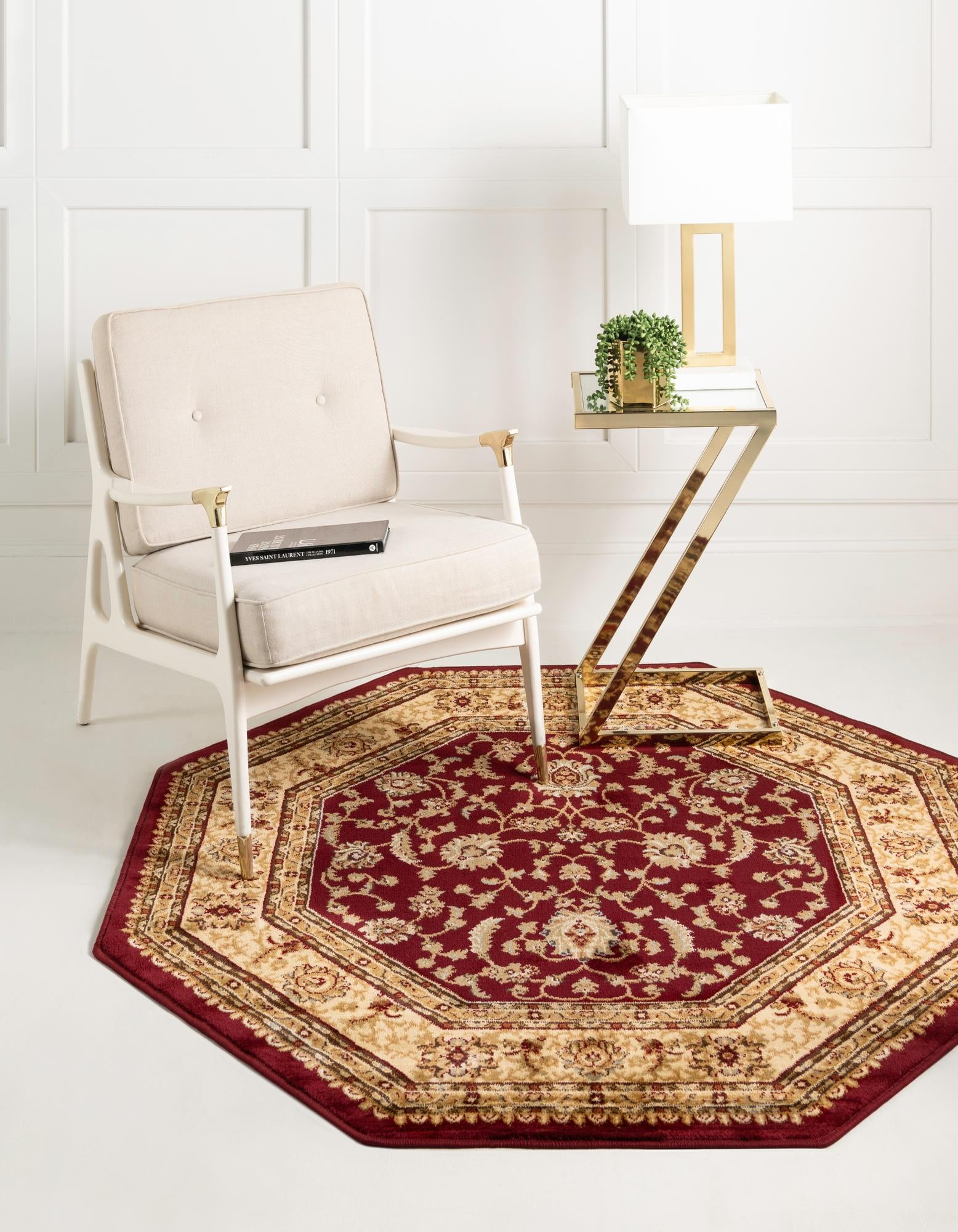 Rugs.com Aditi Collection Rug – 8' Octagon Red Low Rug Perfect For ...