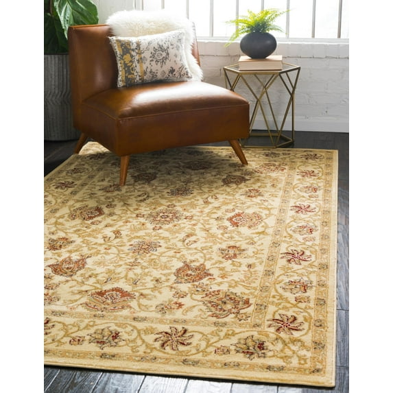 Rugs.com Aditi Collection Rug – 9' x 12' Cream Low Rug Perfect For Living Rooms, Large Dining Rooms, Open Floorplans