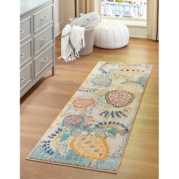 Rugs.com Amalfi Collection Rug – 6 Ft Runner Beige Medium Rug Perfect For Hallways, Entryways