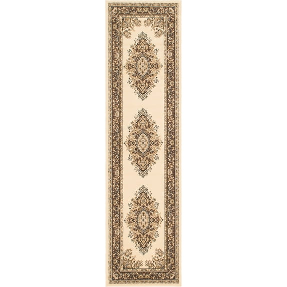 Rugs.com Amaya Collection Rug – 10 Ft Runner Ivory Medium Rug Perfect For Hallways, Entryways