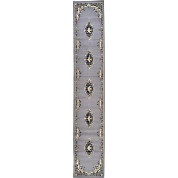 Rugs.com Amaya Collection Rug – 16 Ft Runner Gray Medium Rug Perfect For Hallways, Entryways