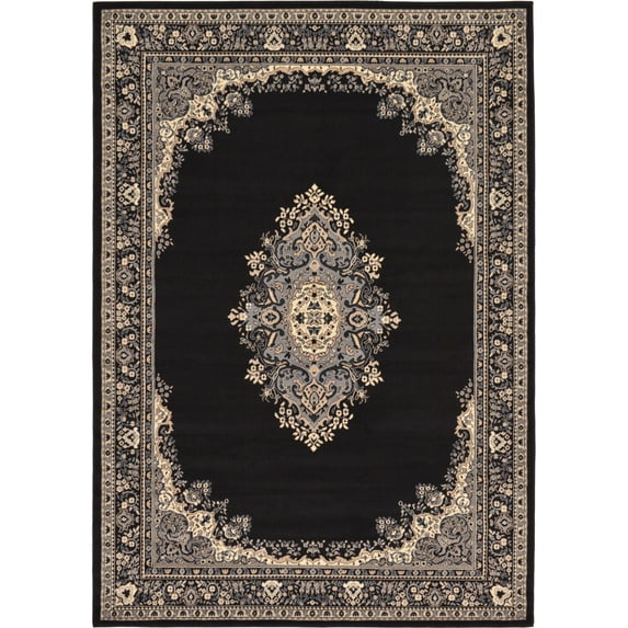 Rugs.com Amaya Collection Rug – 7' x 10' Black Medium Rug Perfect For Bedrooms, Dining Rooms, Living Rooms