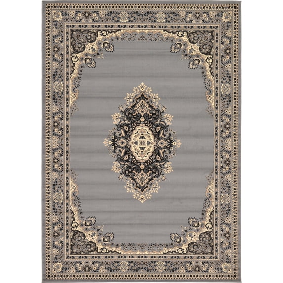 Rugs.com Amaya Collection Rug – 7' x 10' Gray Medium Rug Perfect For Bedrooms, Dining Rooms, Living Rooms