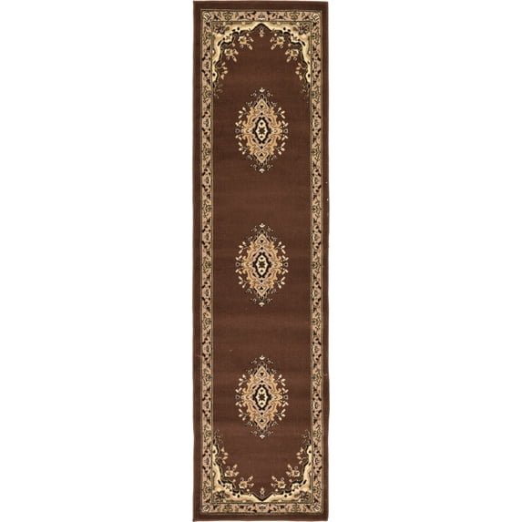Rugs.com Amaya Collection Rug – 8 Ft Runner Brown Medium Rug Perfect For Hallways, Entryways