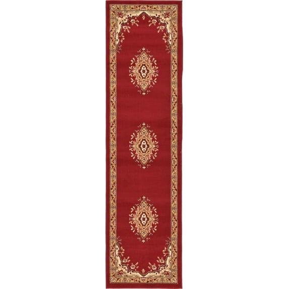 Rugs.com Amaya Collection Rug – 8 Ft Runner Burgundy Medium Rug Perfect For Hallways, Entryways