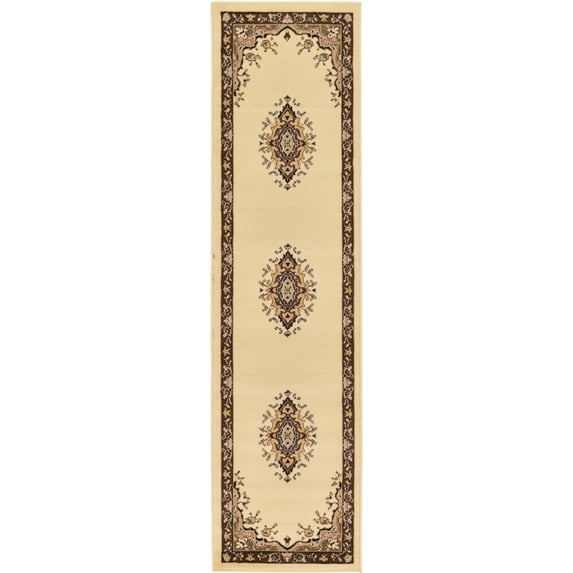 Rugs.com Amaya Collection Rug – 8 Ft Runner Ivory Medium Rug Perfect For Hallways, Entryways