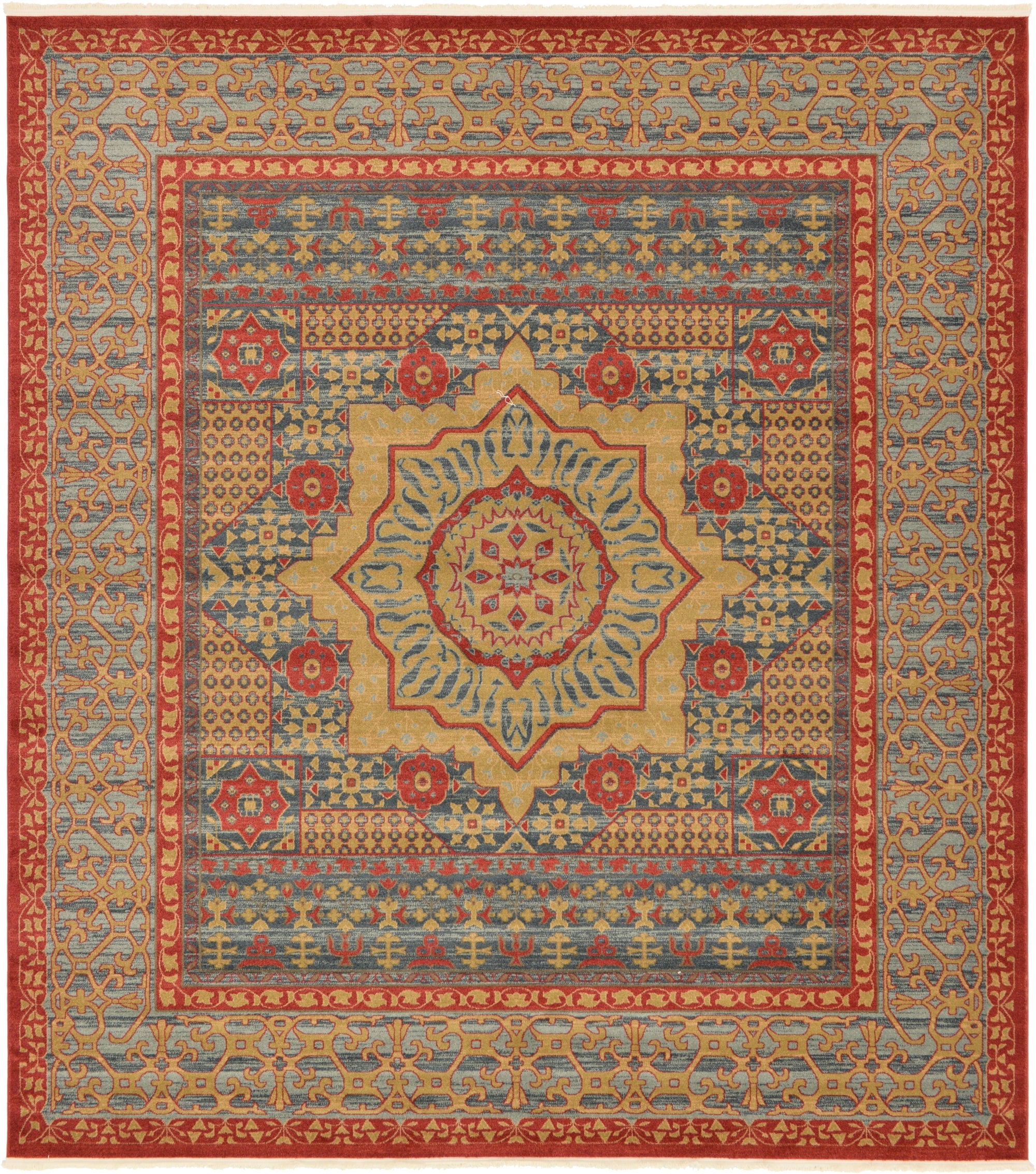 Rugs.com Amina Collection Rug – 6 Ft Runner Blue Medium-Pile Rug ...