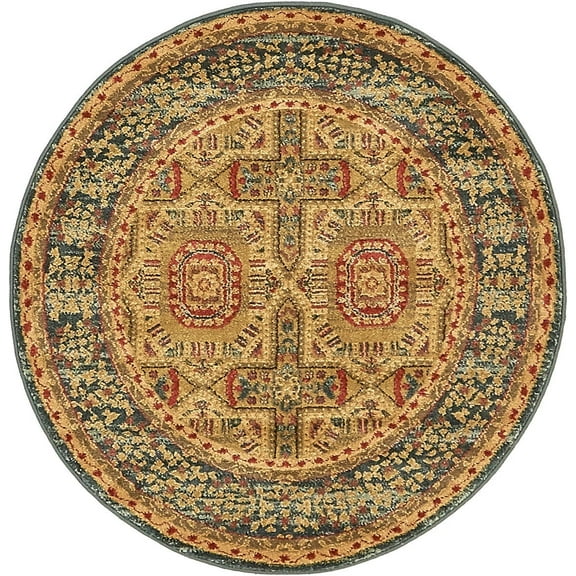 Rugs.com Amina Collection Rug – 6 Ft Runner Navy Blue Medium-Pile Rug Perfect For Kitchens, Dining Rooms