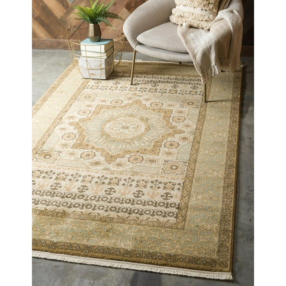 Rugs.com Amina Collection Rug – 9' x 12' Cream Flatweave Rug Perfect For Living Rooms, Large Dining Rooms, Open Floorplans