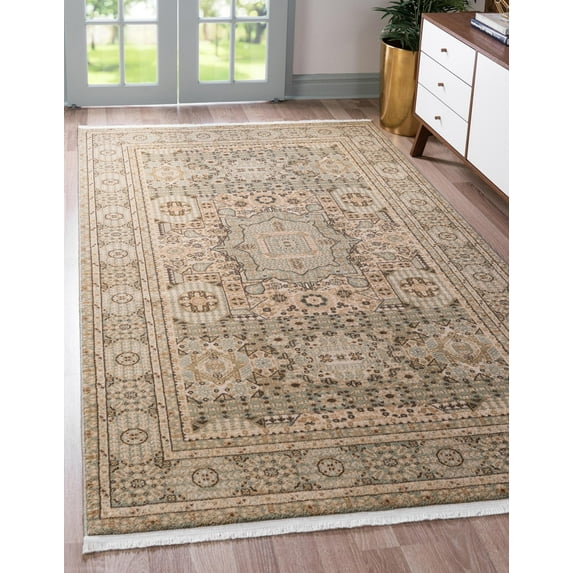 Rugs.com Amina Collection Rug – 9' x 12' Light Green Flatweave Rug Perfect For Living Rooms, Large Dining Rooms, Open Floorplans