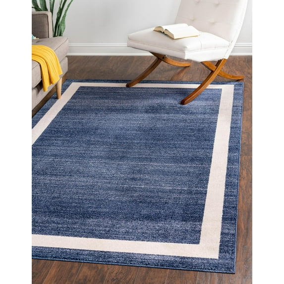 Rugs.com Angelica Collection Rug – 10' x 13' Navy Blue Medium Rug Perfect For Living Rooms, Large Dining Rooms, Open Floorplans
