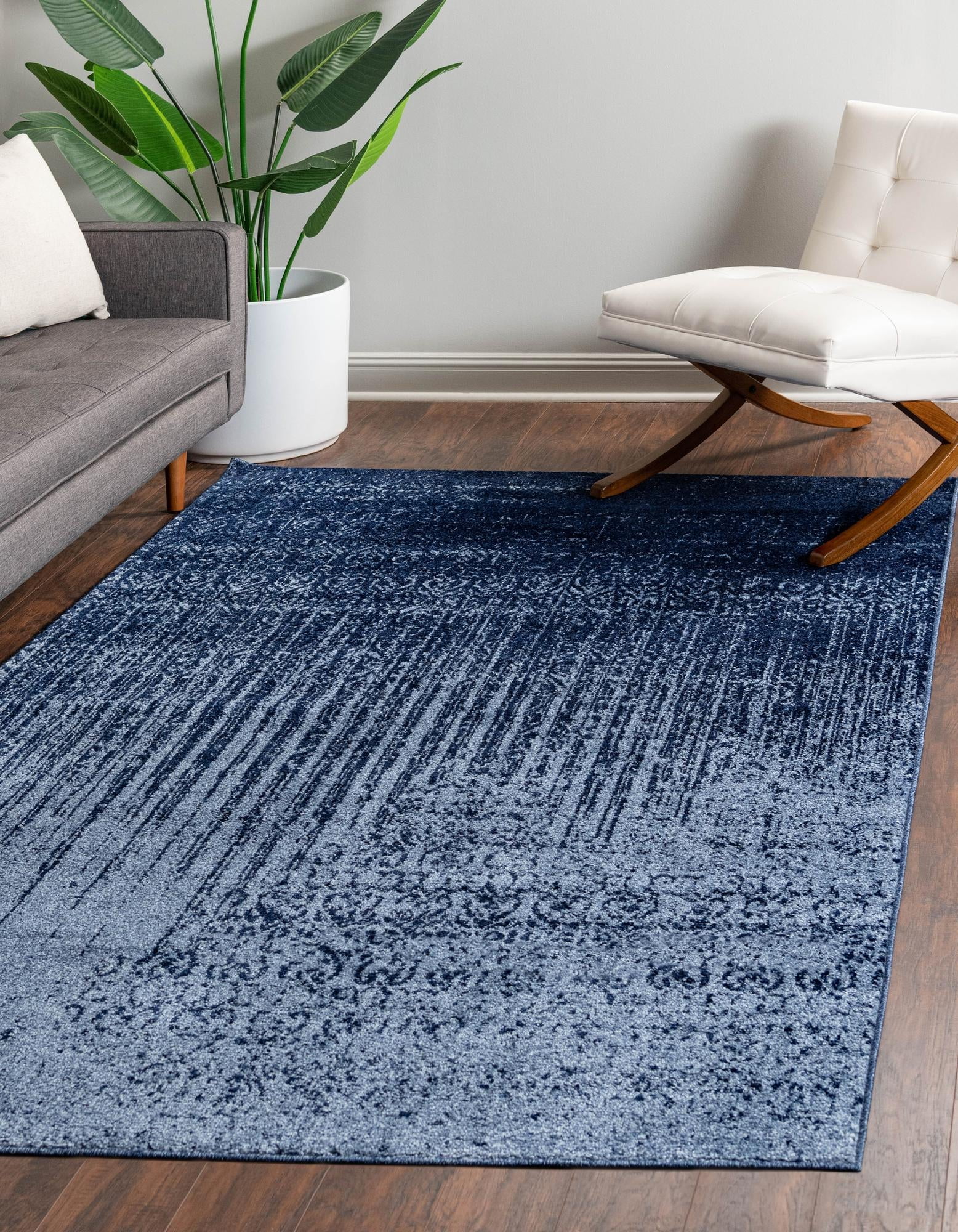 Rugs.com Angelica Collection Rug – 3' x 5' Blue Medium Rug Perfect For Entryways, Kitchens, Breakfast Nooks, Accent Pieces