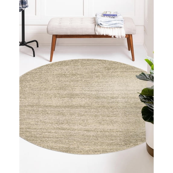 Rugs.com Angelica Collection Rug – 4 Ft Round Bone Beige Medium Rug Perfect For Kitchens, Dining Rooms