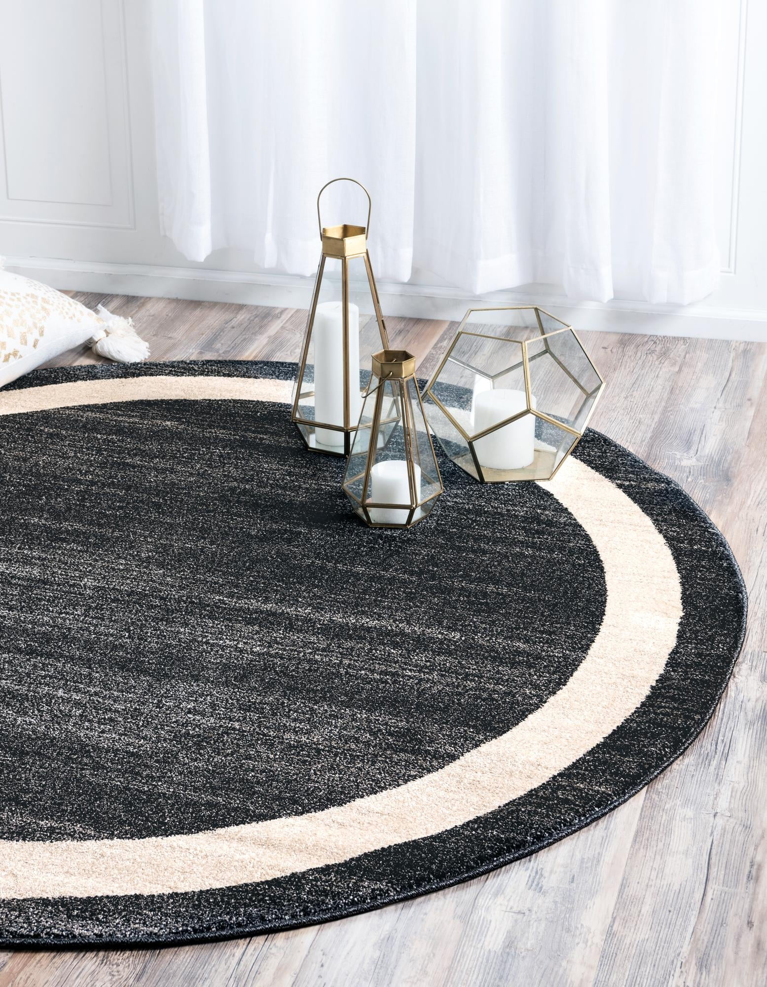 Rugs.com Angelica Collection Rug – 6 Ft Round Black Medium Rug Perfect ...