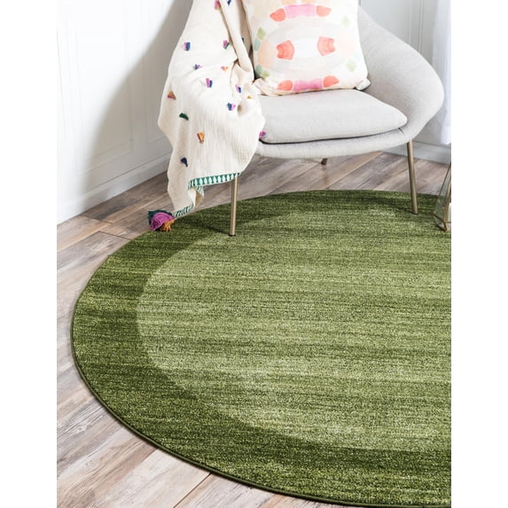 Rugs.com Angelica Collection Rug – 6 Ft Round Light Green Medium Rug Perfect For Kitchens, Dining Rooms