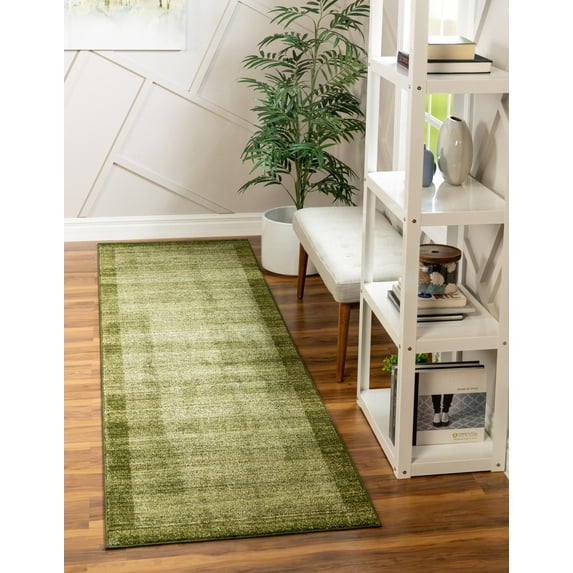 Rugs.com Angelica Collection Rug – 6 Ft Runner Light Green Medium Rug Perfect For Hallways, Entryways