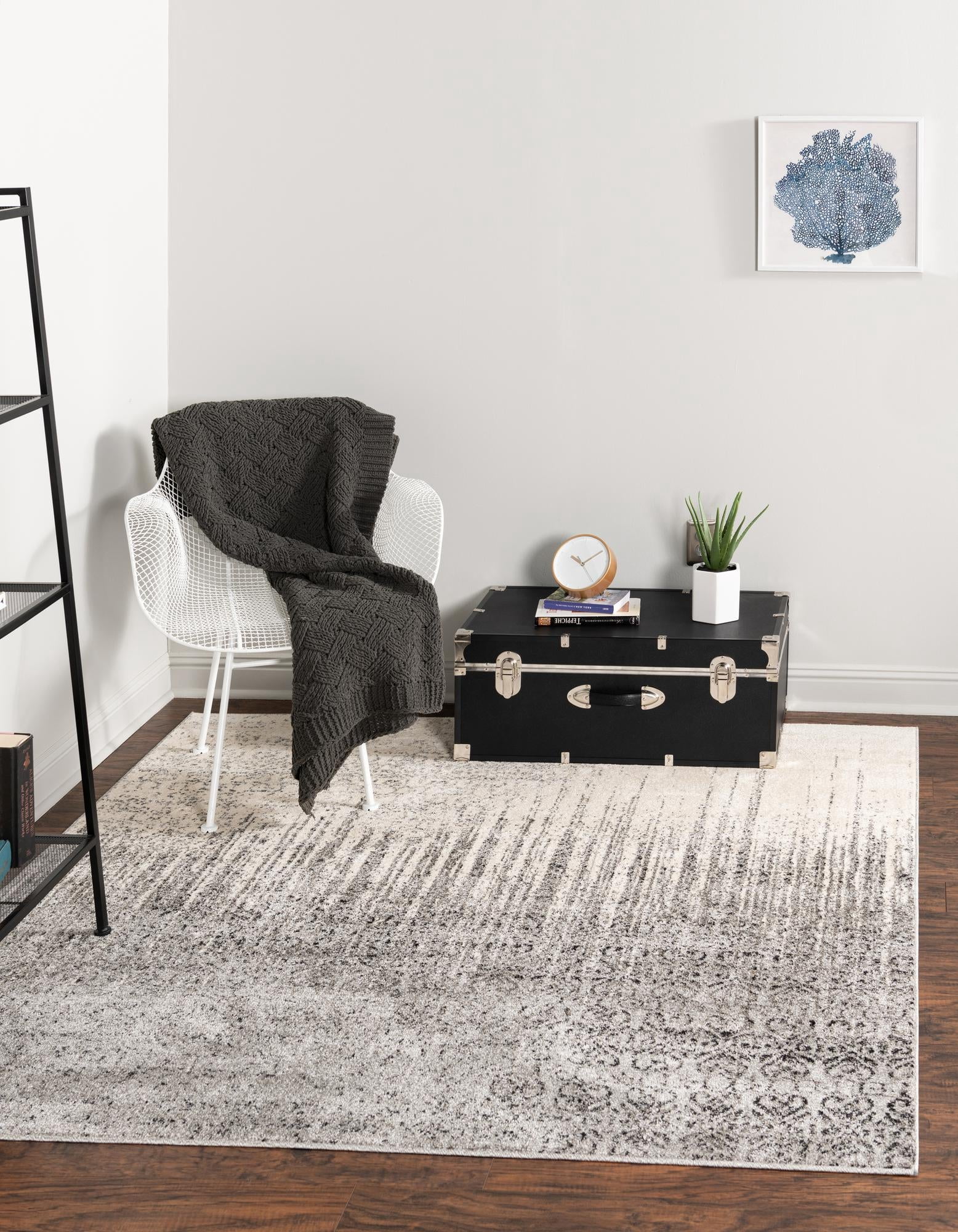 Rugs.com Angelica Collection Rug – 6 Ft Square Gray Medium Rug Perfect ...